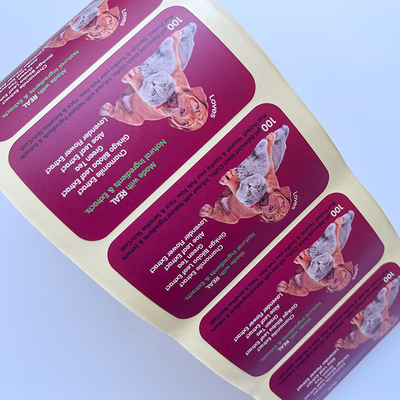 O costume de papel revestido das etiquetas do selo da calcadeira do vinil do animal de estimação imprimiu