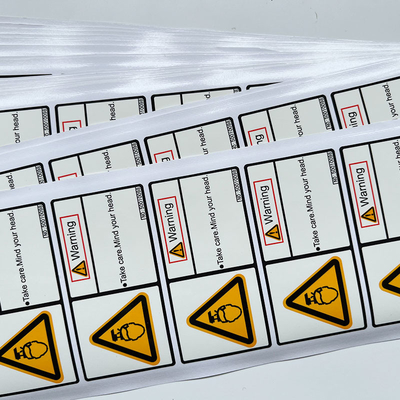 Etiquetas impermeáveis que advertem o logotipo feito sob encomenda de empacotamento das etiquetas do vinil