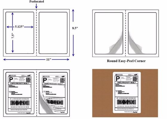 8,5 * 11 etiquetas térmicas cortadas da placa para o transporte