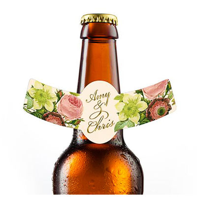 Etiquetas adesivas impermeáveis do pescoço da garrafa de cerveja do holograma da etiqueta da etiqueta do pescoço da garrafa de vinho do vinil
