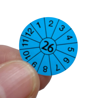 Etiquetas redondas impermeáveis do azul 20mm das etiquetas do extintor do vinil
